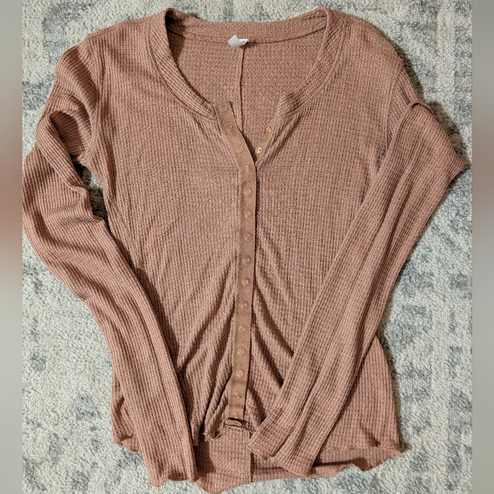 Free People Textured Knit Cardigan in Pink